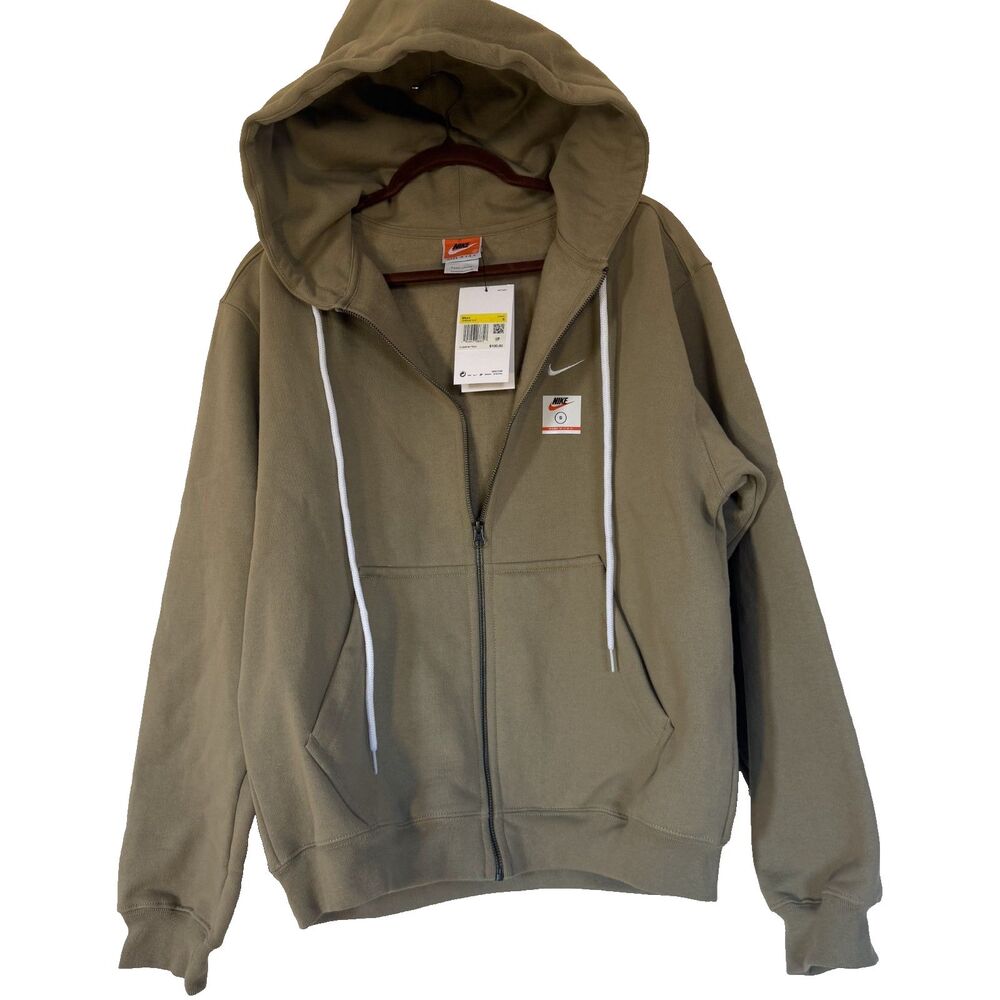 Nike Made In USA Full Zip Hoodie Mens Small Khaki White DH5042-247 NWT